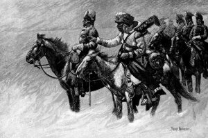 Canadian Mounted Police on a Winter Expedition