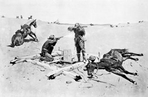 Dragging a Bull's Hide over a Prairie Fire in Northern Texas