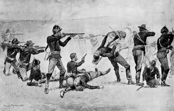 The Opening of the Fight at Wounded Knee